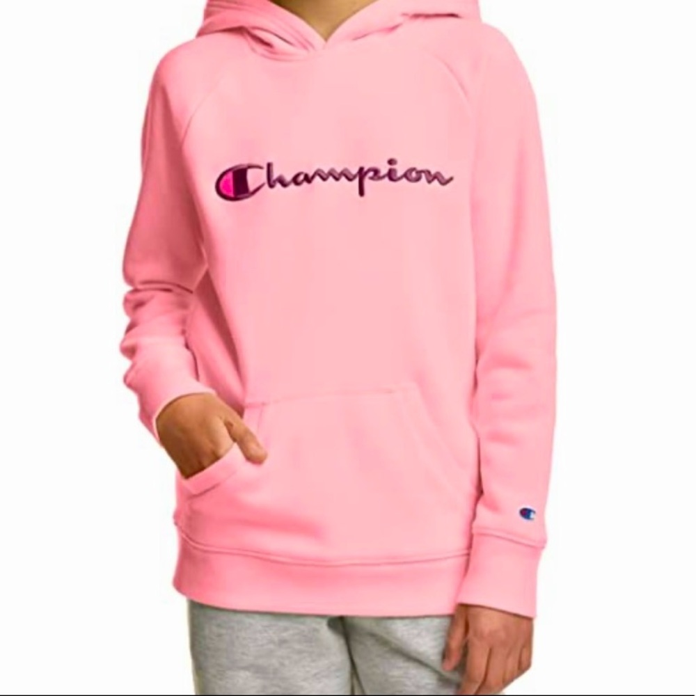 Youth Girls Pink Champion Hoodie Sweatshirt size XL